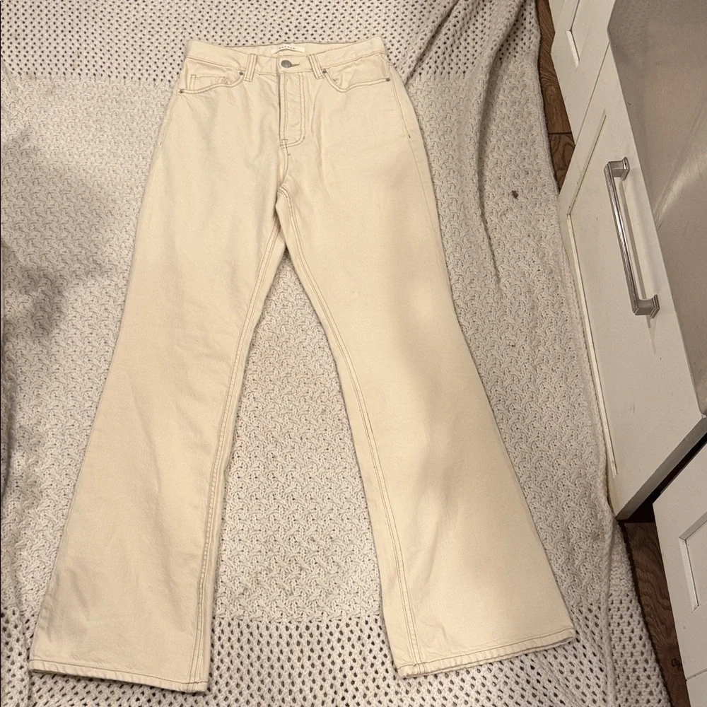 PacSun Womens 26 High Rise Boot Cut Beige Denim Pants - Picture 2 of 10